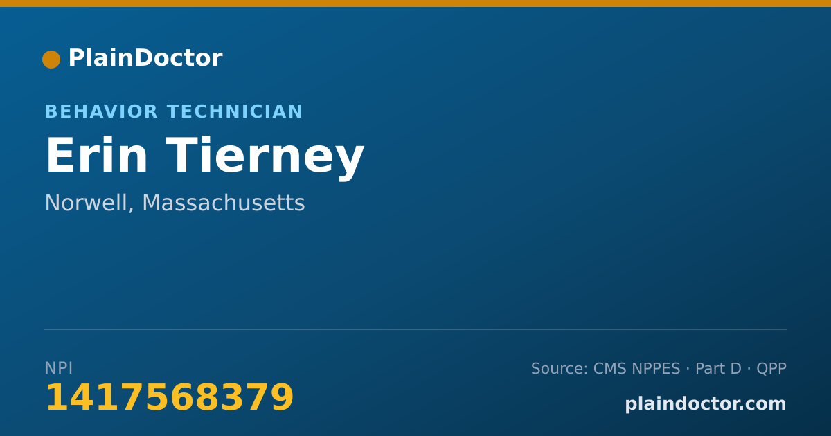 Shareable card for Erin Tierney - Behavior Technician, Norwell, MA