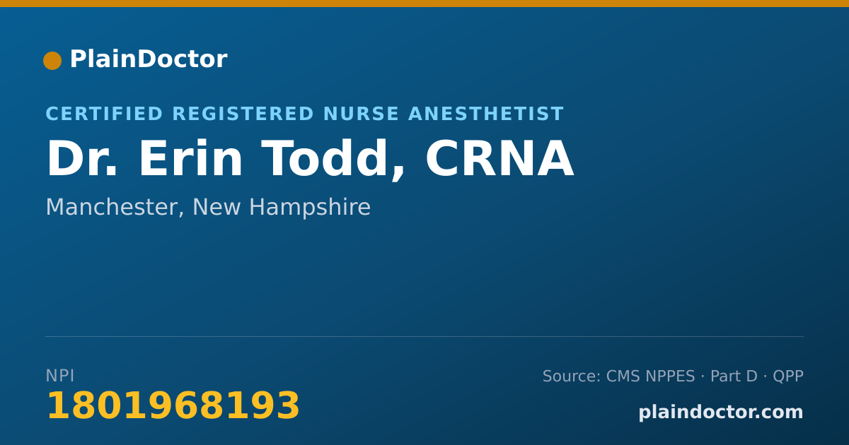 Shareable card for Erin Todd, CRNA - Certified Registered Nurse Anesthetist, Manchester, NH