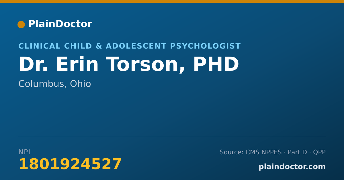 Shareable card for Erin Torson, PHD - Clinical Child & Adolescent Psychologist, Columbus, OH