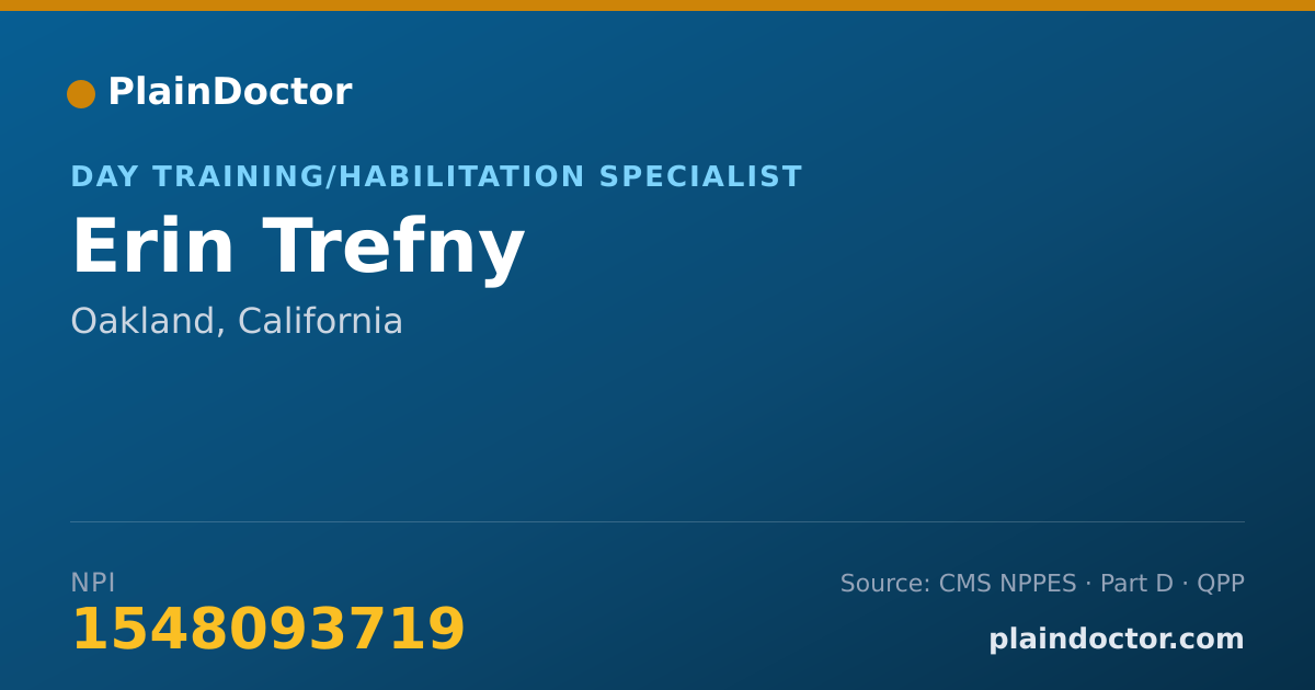 Shareable card for Erin Trefny - Day Training/Habilitation Specialist, Oakland, CA