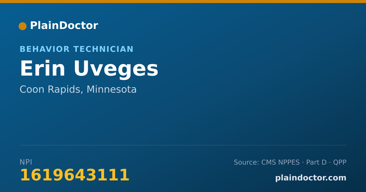 Shareable card for Erin Uveges - Behavior Technician, Coon Rapids, MN