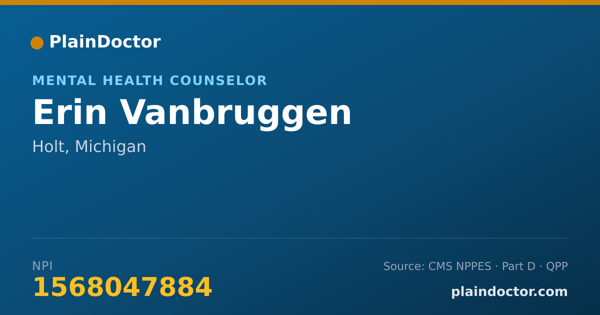 Shareable card for Erin Vanbruggen - Mental Health Counselor, Holt, MI