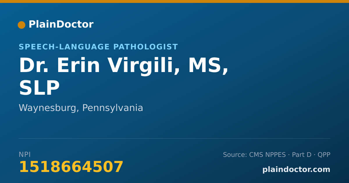 Shareable card for Erin Virgili, MS, SLP - Speech-Language Pathologist, Waynesburg, PA