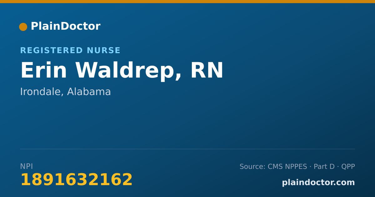 Shareable card for Erin Waldrep, RN - Registered Nurse, Irondale, AL