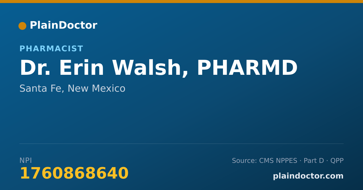 Shareable card for Erin Walsh, PHARMD - Pharmacist, Santa Fe, NM