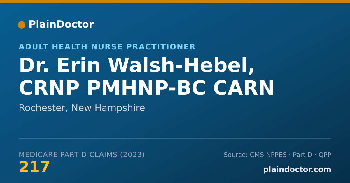 Shareable card for Erin Walsh-Hebel, CRNP  PMHNP-BC  CARN - Adult Health Nurse Practitioner, Rochester, NH