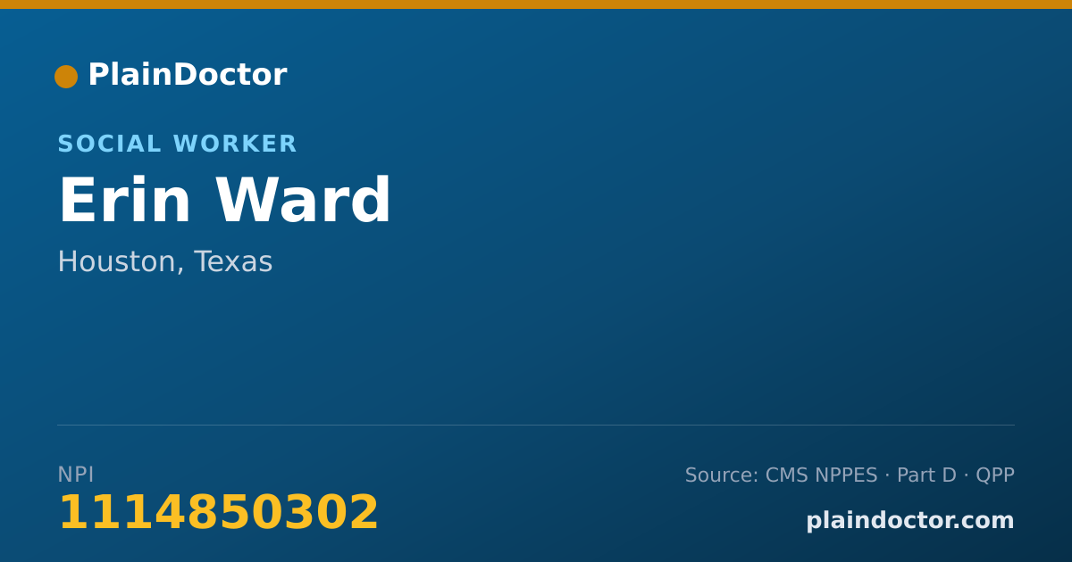 Shareable card for Erin Ward - Social Worker, Houston, TX