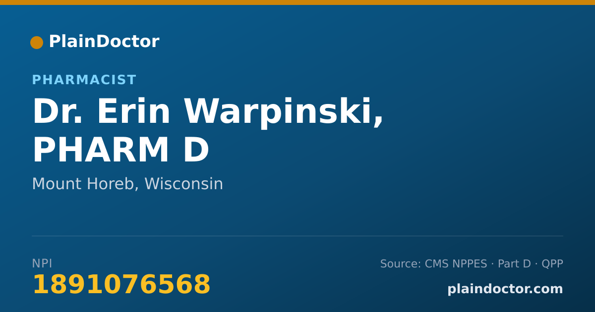 Shareable card for Erin Warpinski, PHARM D - Pharmacist, Mount Horeb, WI