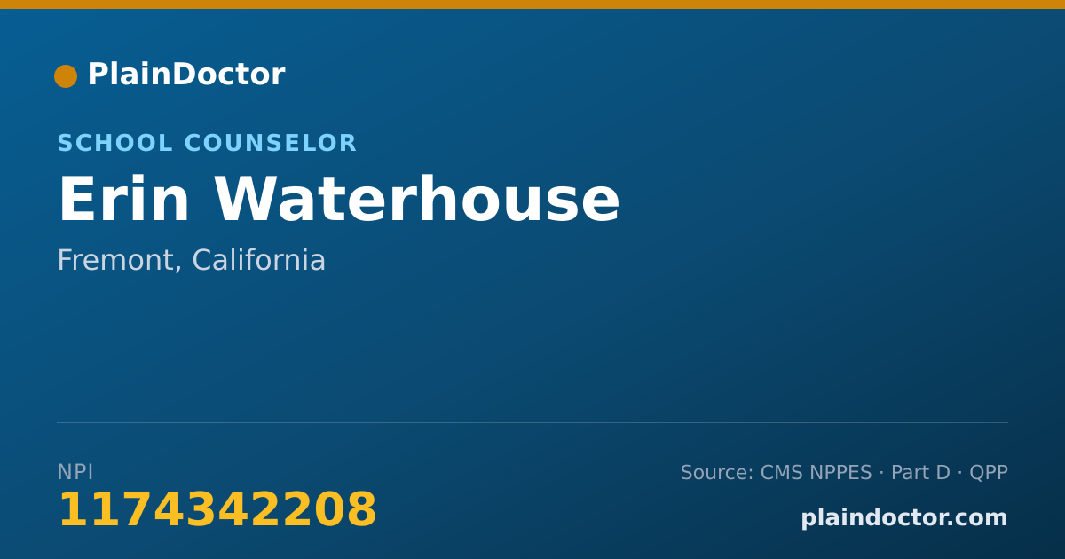Shareable card for Erin Waterhouse - School Counselor, Fremont, CA