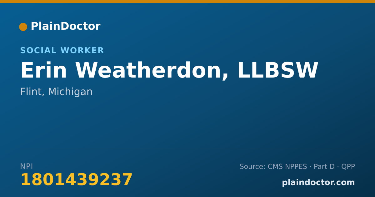 Shareable card for Erin Weatherdon, LLBSW - Social Worker, Flint, MI