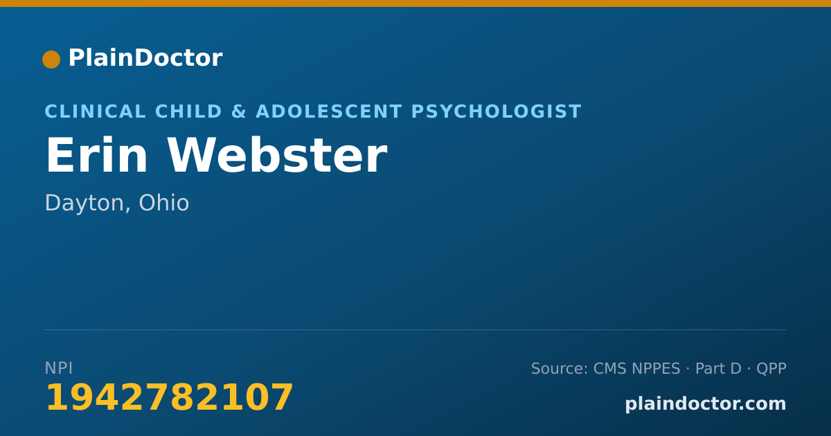 Shareable card for Erin Webster - Clinical Child & Adolescent Psychologist, Dayton, OH