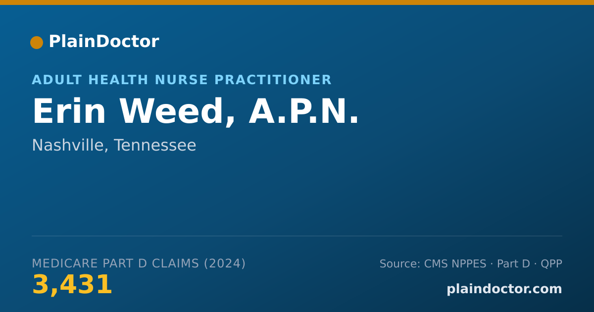Shareable card for Erin Weed, A.P.N. - Adult Health Nurse Practitioner, Nashville, TN