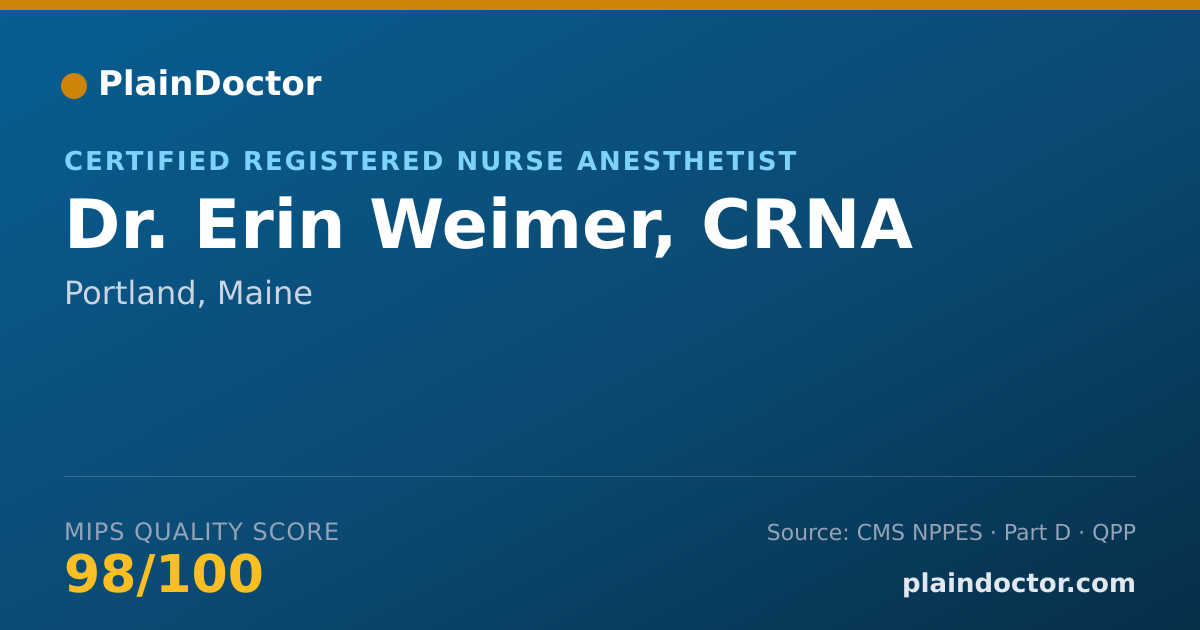 Shareable card for Erin Weimer, CRNA - Certified Registered Nurse Anesthetist, Portland, ME