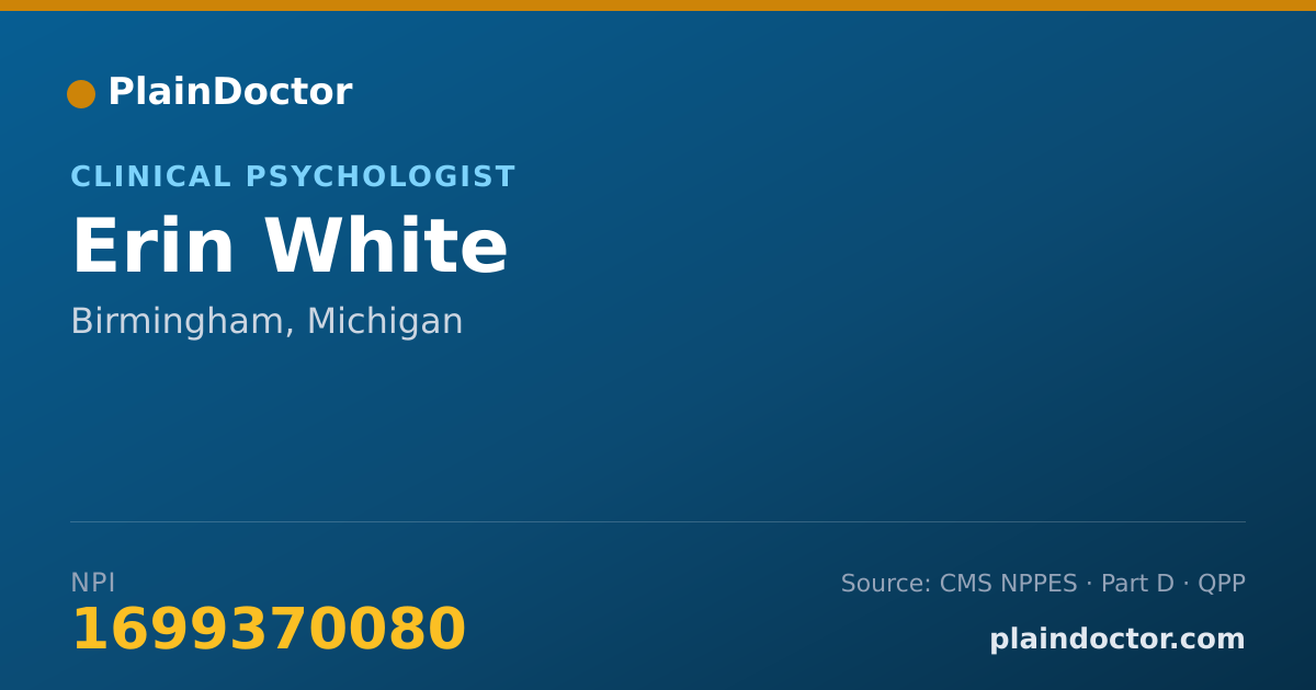 Shareable card for Erin White - Clinical Psychologist, Birmingham, MI