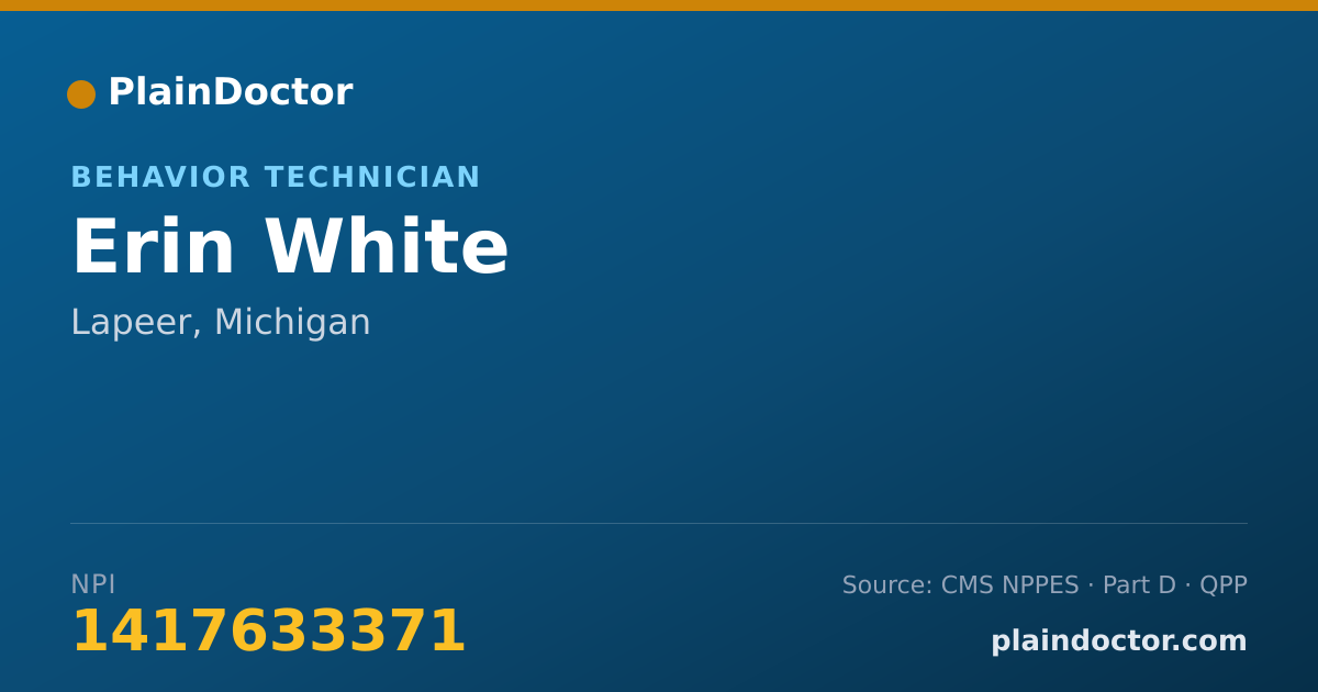 Shareable card for Erin White - Behavior Technician, Lapeer, MI