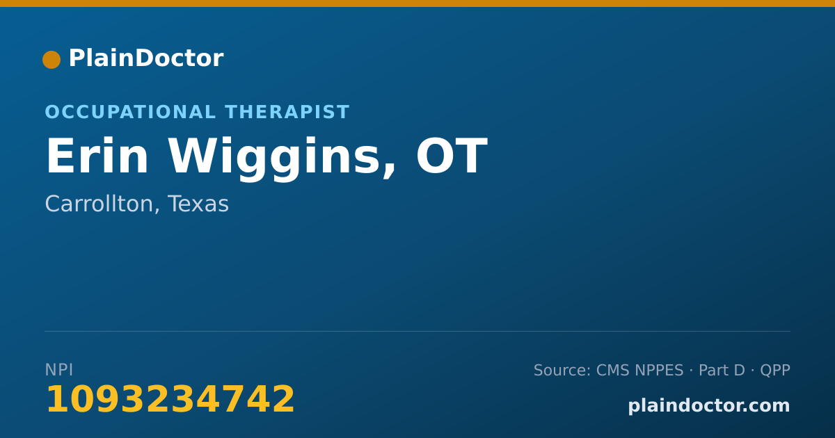 Shareable card for Erin Wiggins, OT - Occupational Therapist, Carrollton, TX