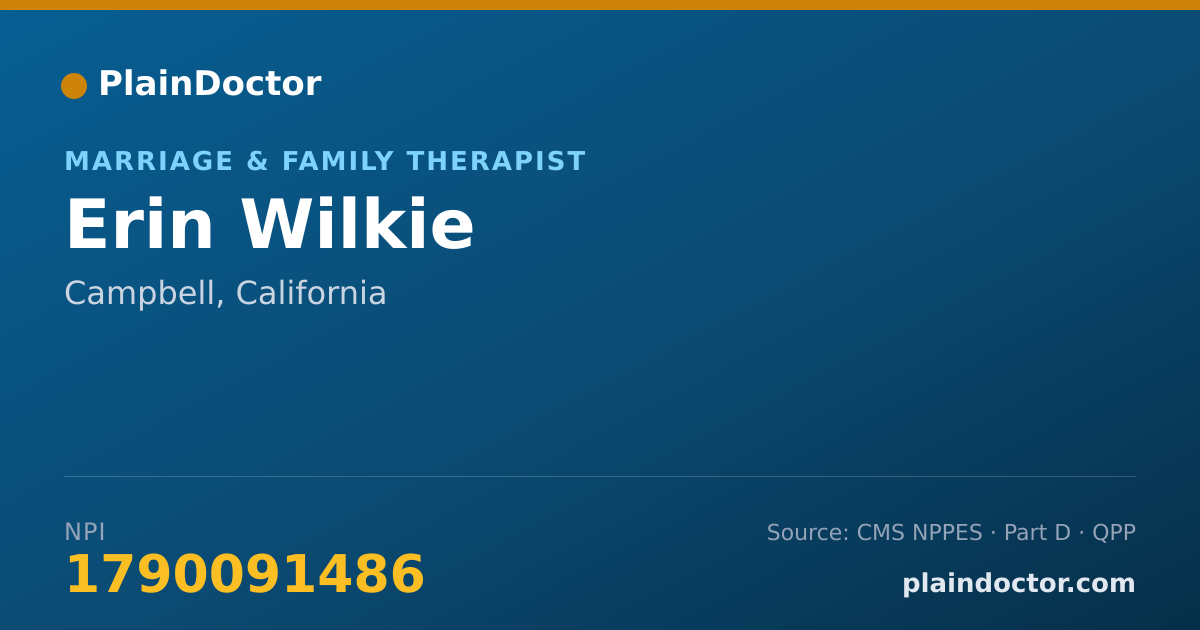 Shareable card for Erin Wilkie - Marriage & Family Therapist, Campbell, CA