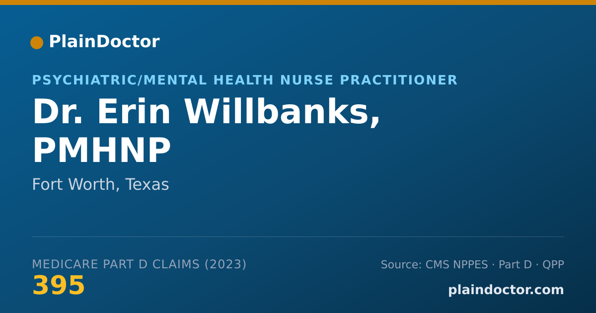Shareable card for Erin Willbanks, PMHNP - Psychiatric/Mental Health Nurse Practitioner, Fort Worth, TX