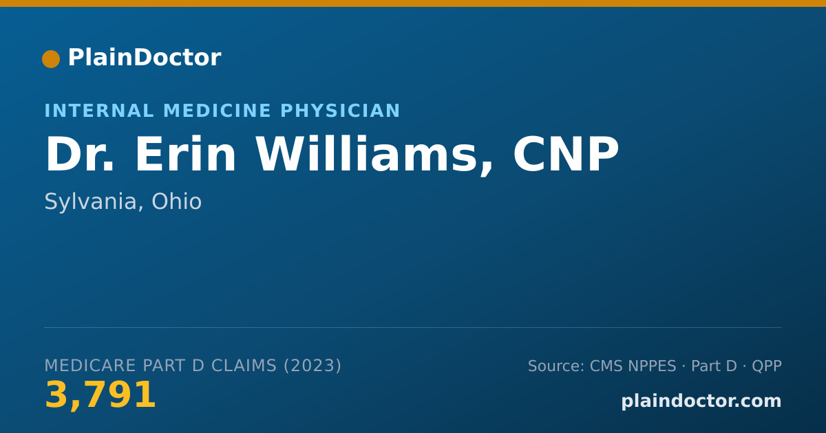 Shareable card for Erin Williams, CNP - Internal Medicine Physician, Sylvania, OH