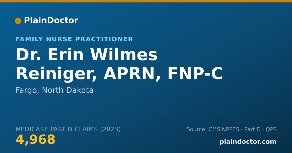 Shareable card for Erin Wilmes Reiniger, APRN, FNP-C - Family Nurse Practitioner, Fargo, ND
