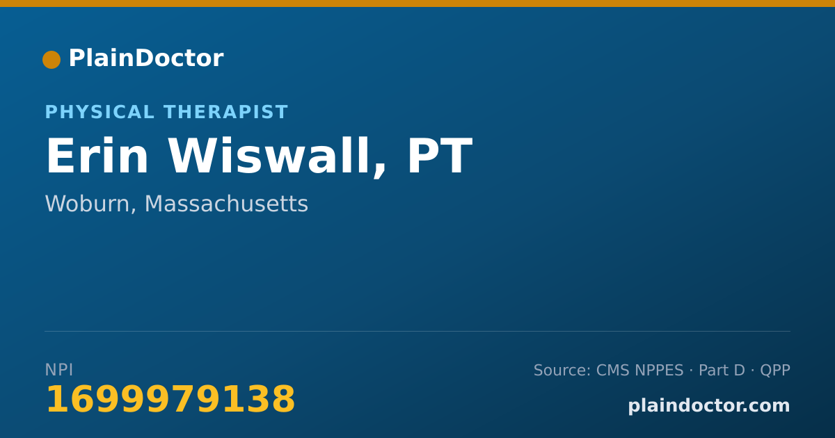 Shareable card for Erin Wiswall, PT - Physical Therapist, Woburn, MA