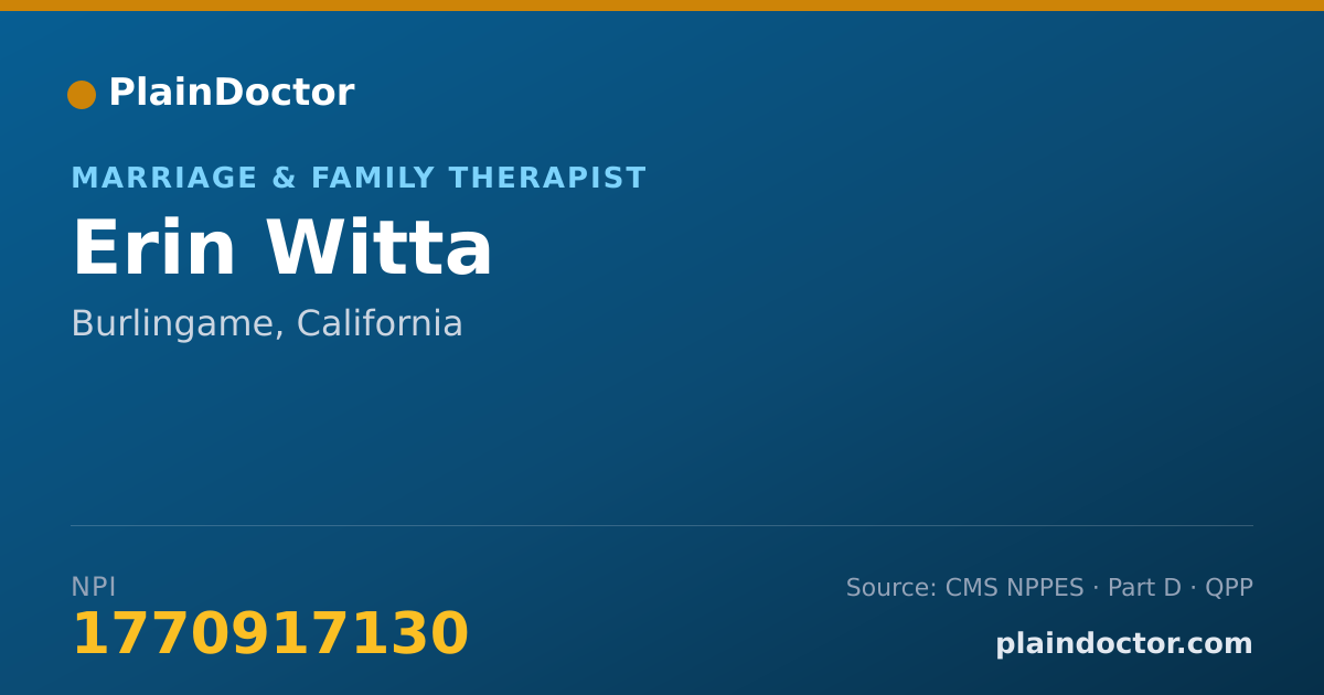 Shareable card for Erin Witta - Marriage & Family Therapist, Burlingame, CA