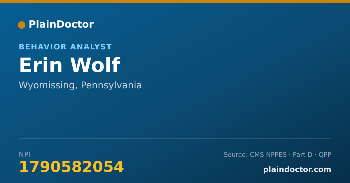 Shareable card for Erin Wolf - Behavior Analyst, Wyomissing, PA