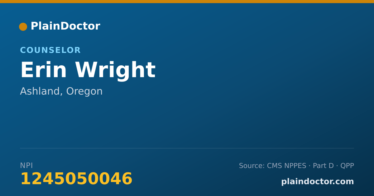 Shareable card for Erin Wright - Counselor, Ashland, OR