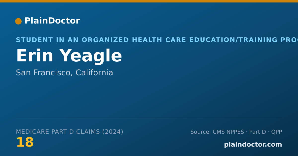 Shareable card for Erin Yeagle - Student in an Organized Health Care Education/Training Program, San Francisco, CA
