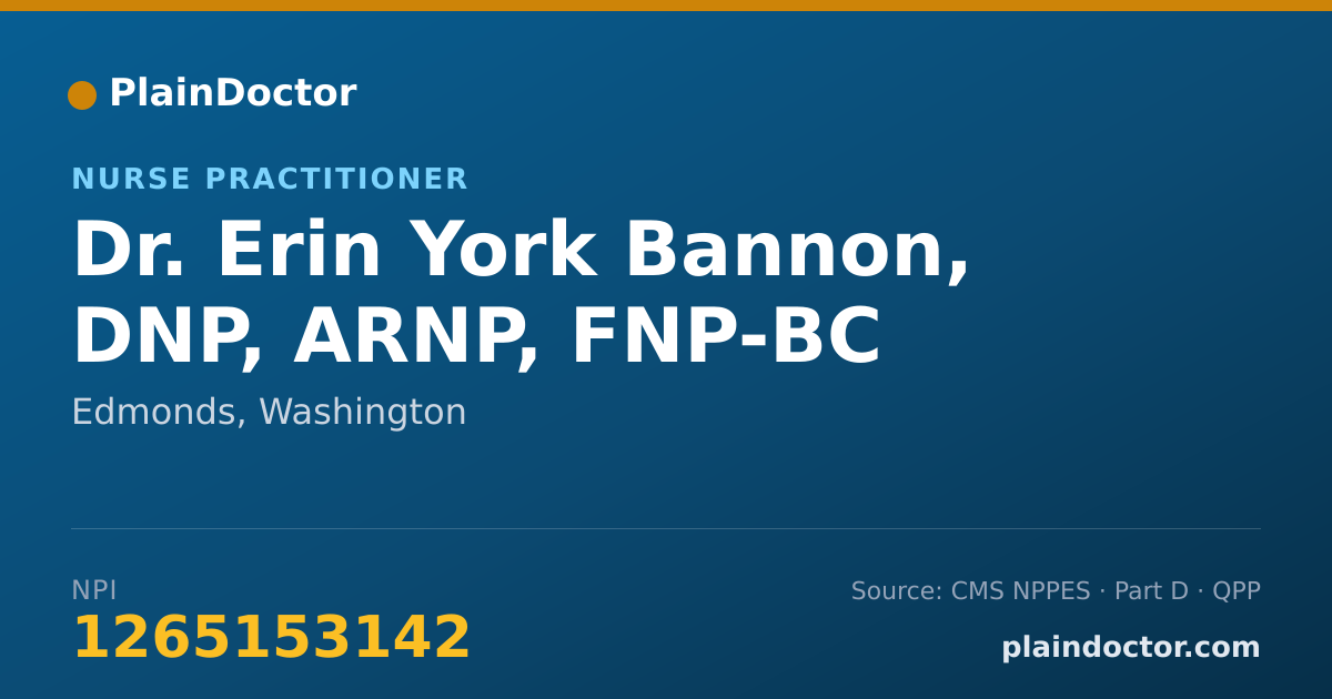 Shareable card for Erin York Bannon, DNP, ARNP, FNP-BC - Nurse Practitioner, Edmonds, WA