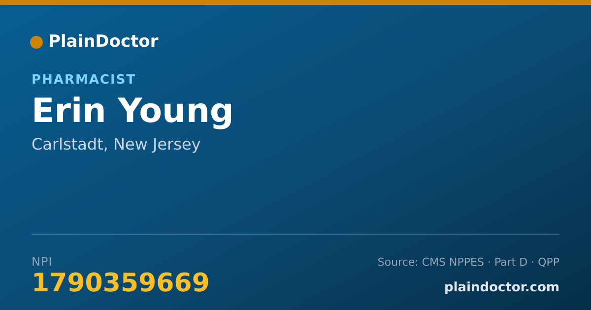 Shareable card for Erin Young - Pharmacist, Carlstadt, NJ