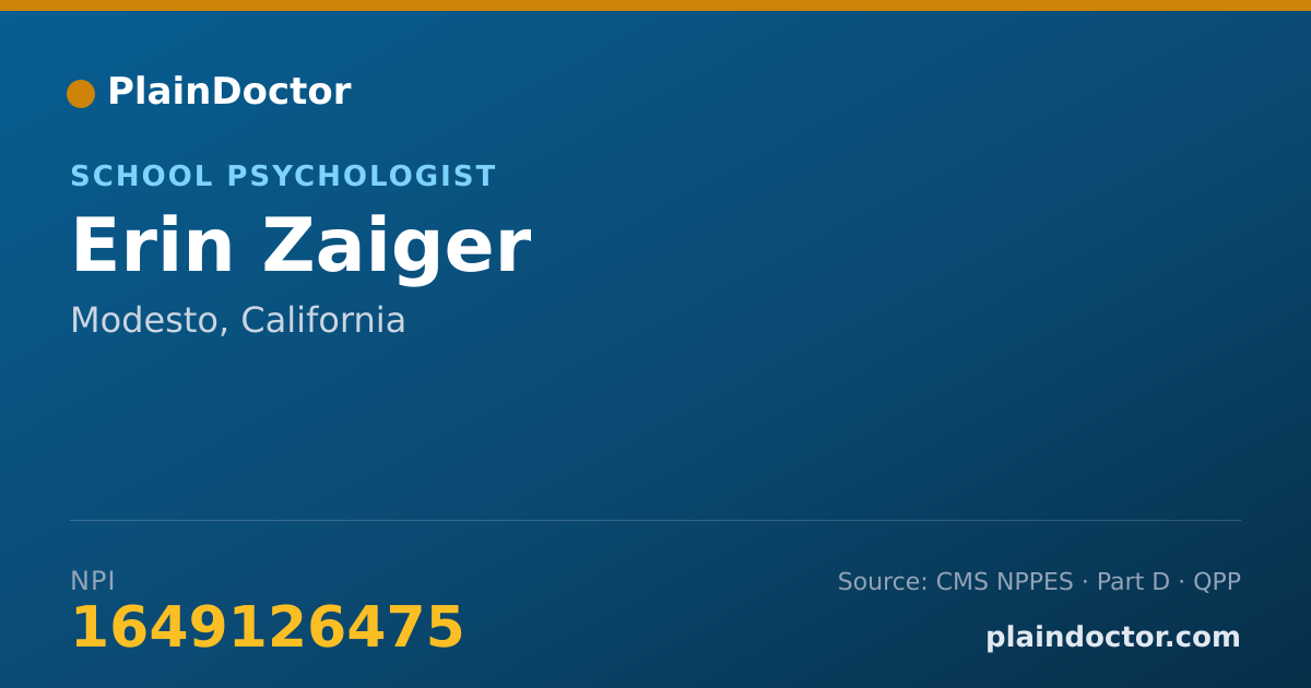 Shareable card for Erin Zaiger - School Psychologist, Modesto, CA