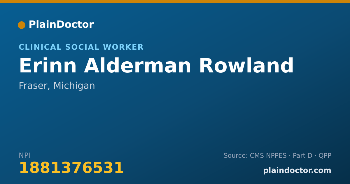 Shareable card for Erinn Alderman Rowland - Clinical Social Worker, Fraser, MI