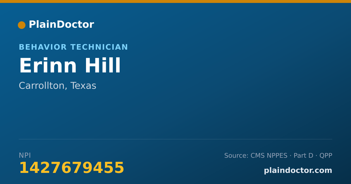 Shareable card for Erinn Hill - Behavior Technician, Carrollton, TX