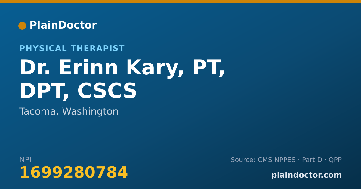 Shareable card for Erinn Kary, PT, DPT, CSCS - Physical Therapist, Tacoma, WA