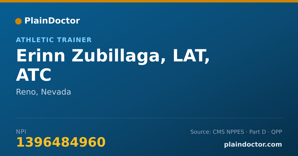 Shareable card for Erinn Zubillaga, LAT, ATC - Athletic Trainer, Reno, NV