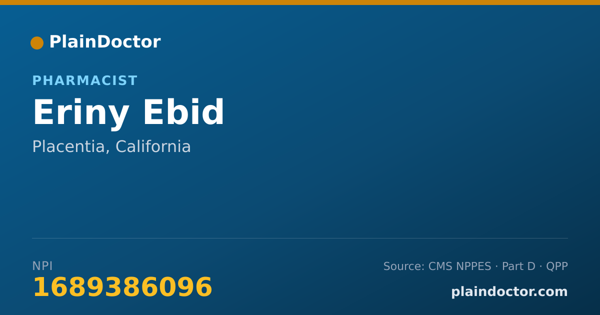 Shareable card for Eriny Ebid - Pharmacist, Placentia, CA