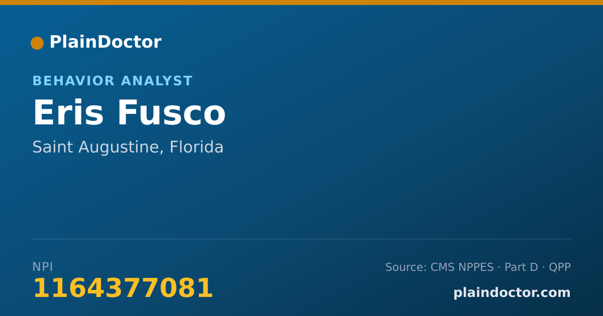 Shareable card for Eris Fusco - Behavior Analyst, Saint Augustine, FL