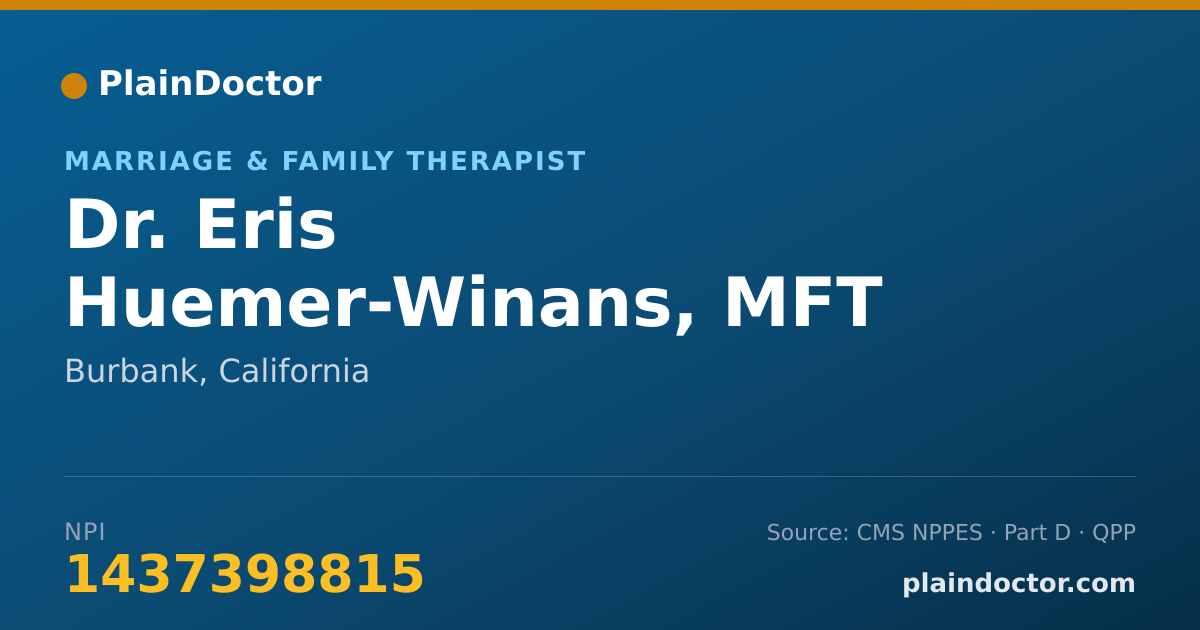 Shareable card for Eris Huemer-Winans, MFT - Marriage & Family Therapist, Burbank, CA