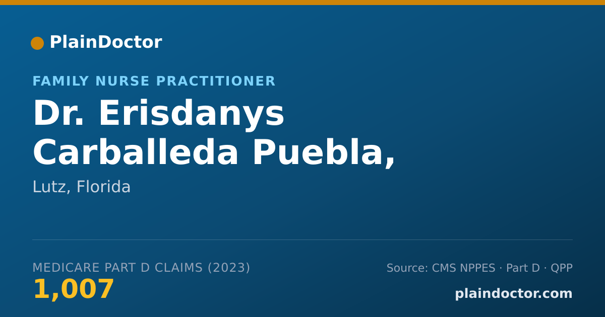 Shareable card for Erisdanys Carballeda Puebla, APRN - Family Nurse Practitioner, Lutz, FL