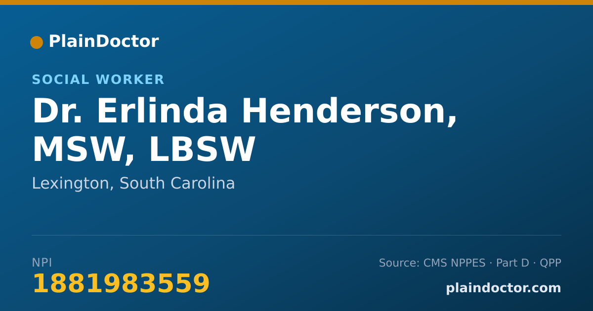 Shareable card for Erlinda Henderson, MSW, LBSW - Social Worker, Lexington, SC