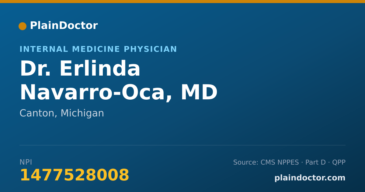 Shareable card for Erlinda Navarro-Oca, MD - Internal Medicine Physician, Canton, MI