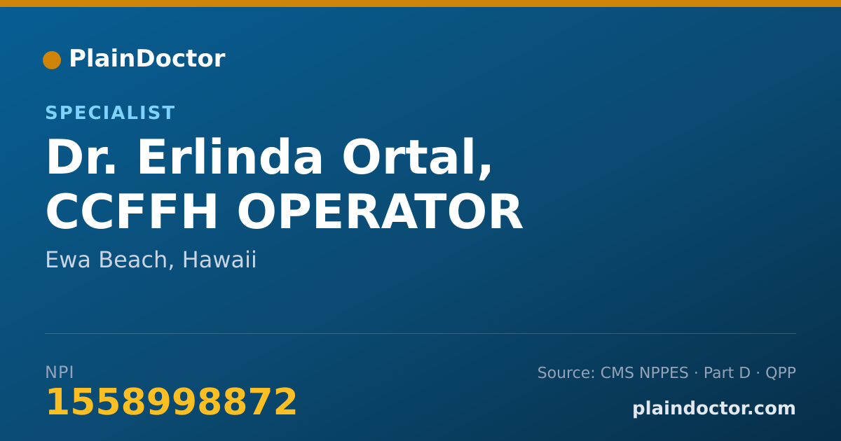 Shareable card for Erlinda Ortal, CCFFH OPERATOR - Specialist, Ewa Beach, HI