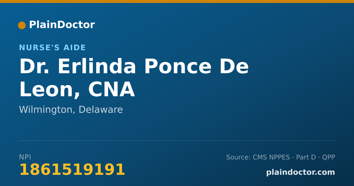 Shareable card for Erlinda Ponce De Leon, CNA - Nurse's Aide, Wilmington, DE