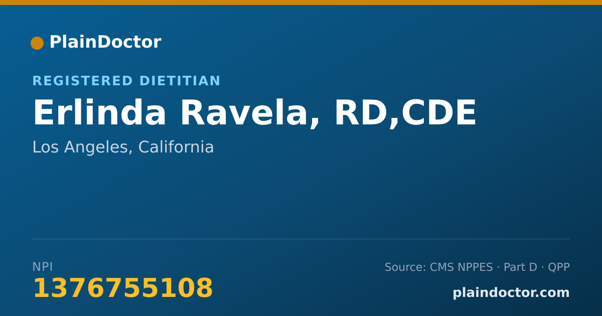 Shareable card for Erlinda Ravela, RD,CDE - Registered Dietitian, Los Angeles, CA