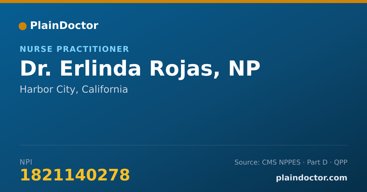 Shareable card for Erlinda Rojas, NP - Nurse Practitioner, Harbor City, CA