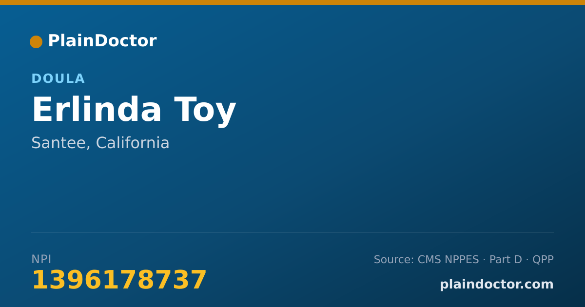 Shareable card for Erlinda Toy - Doula, Santee, CA
