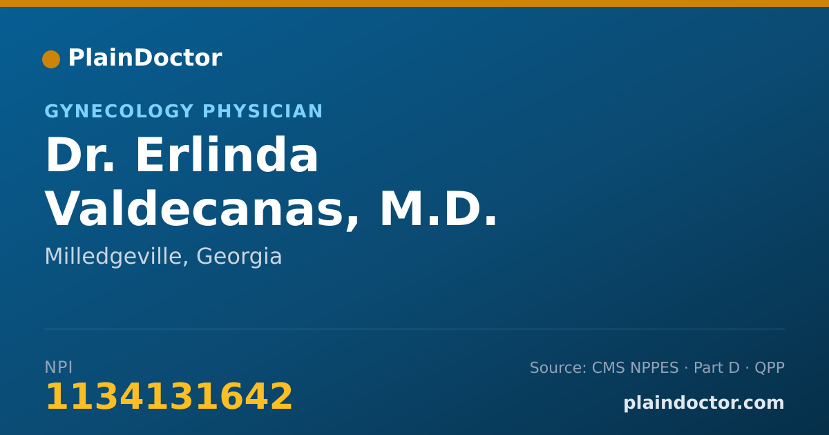 Shareable card for Erlinda Valdecanas, M.D. - Gynecology Physician, Milledgeville, GA