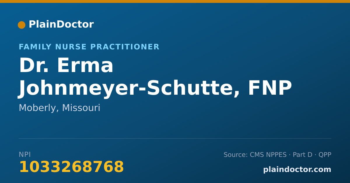 Shareable card for Erma Johnmeyer-Schutte, FNP - Family Nurse Practitioner, Moberly, MO
