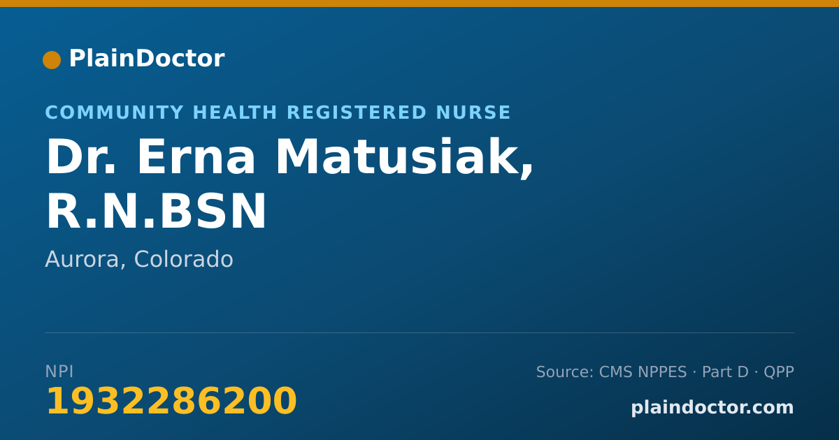 Shareable card for Erna Matusiak, R.N.BSN - Community Health Registered Nurse, Aurora, CO